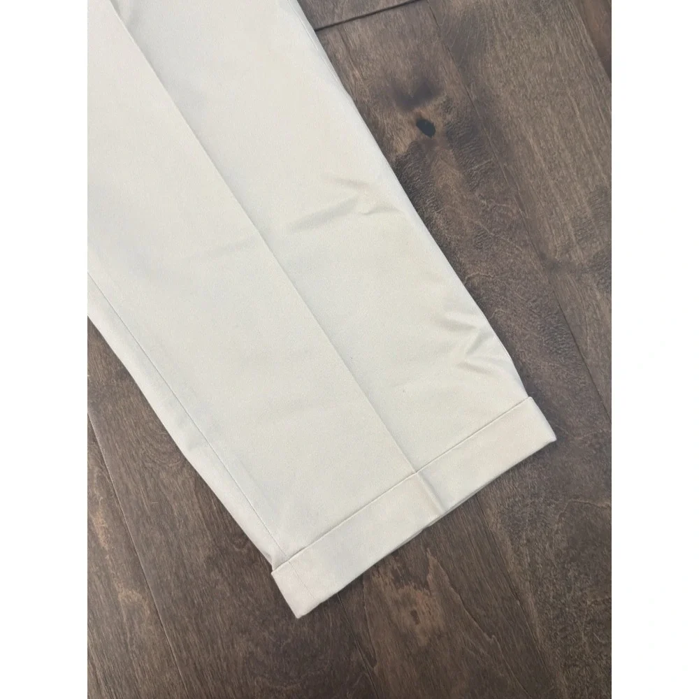 NWT Saddlebred Mens Beige Tan Pleated Chino Comfort Waist Dress Pants Size 38X29
